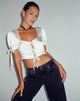 Imagen de Sanura Tie Up Crop Top en Satén Marfil