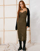 imagen de Dulcia Ruched Mesh Midi Dress in Green Leaf