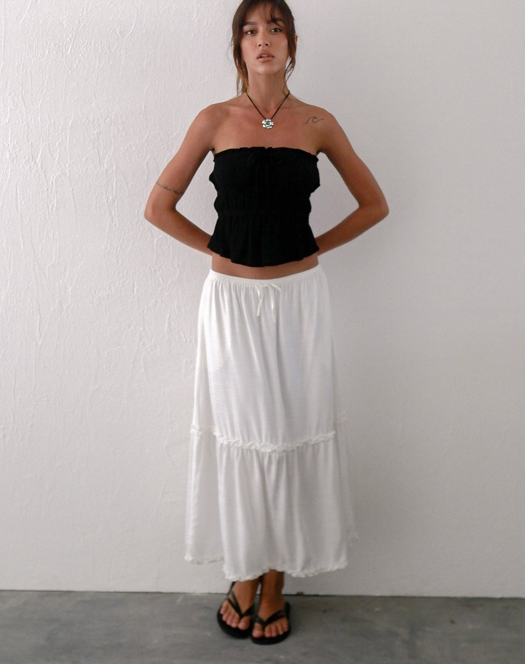 Falda Iyana Midi en Blanco roto
