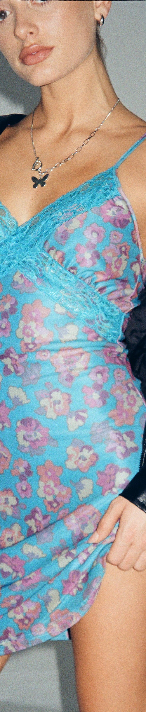 imagen de Coline Mini Vestido Estampado en Contraste Floral Azul