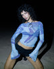 Imagen de Anchi Mesh Long Sleeve Top in Blue Starfish Photoprint