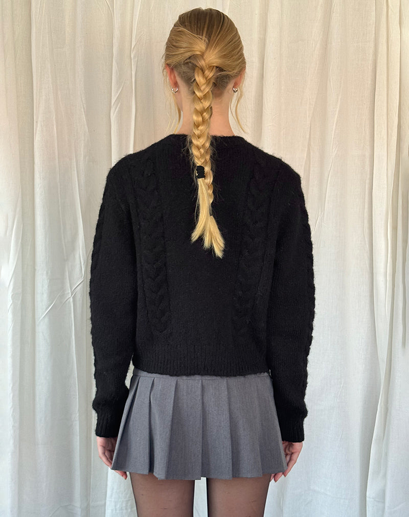 Imagen de Abelia Cable Knit Cardigan en Negro