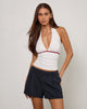 Imagen de Abeth Top Blanco Cuello Haltern con Ribete Rojo Adrenalina
