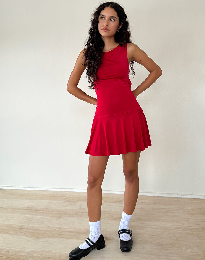 Imagen de Abreille Minivestido con espalda descubierta en Slinky Rojo