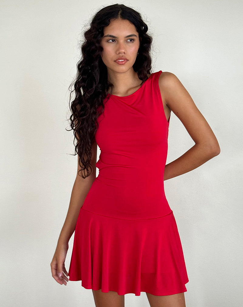 Minivestido Abreille con espalda descubierta en Slinky Red