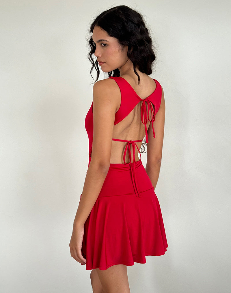 Imagen de Abreille Minivestido con espalda descubierta en Slinky Rojo