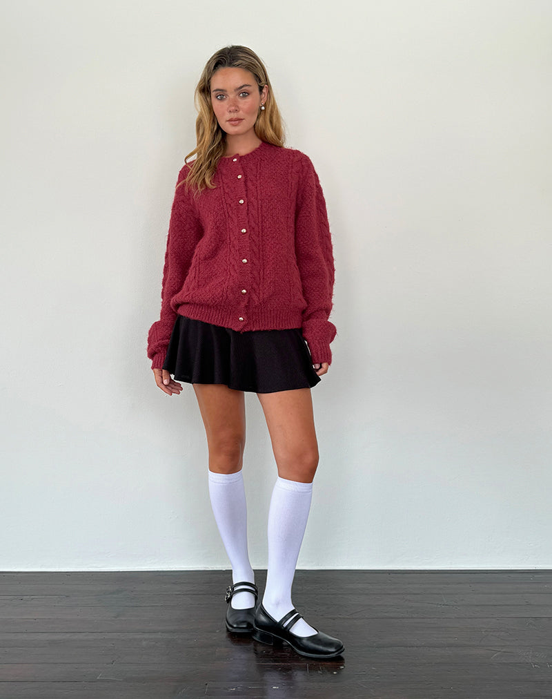 Imagen de Aceso Cardigan en Brush Knit Borgoña