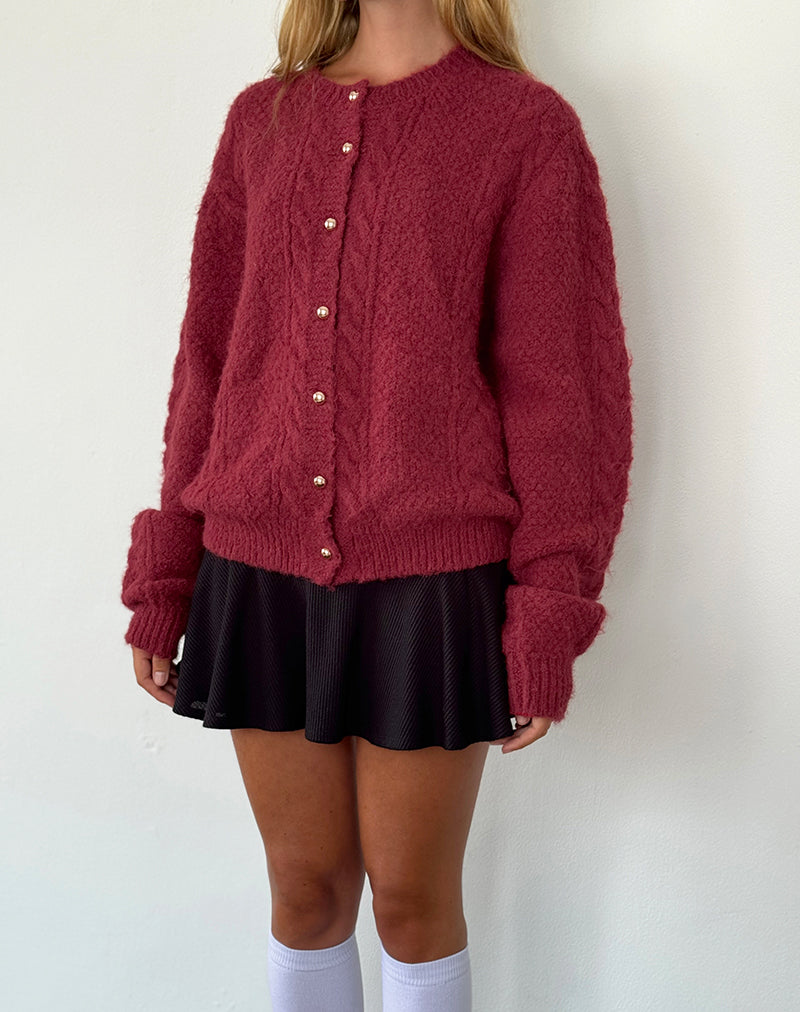 Imagen de Aceso Cardigan en Brush Knit Borgoña
