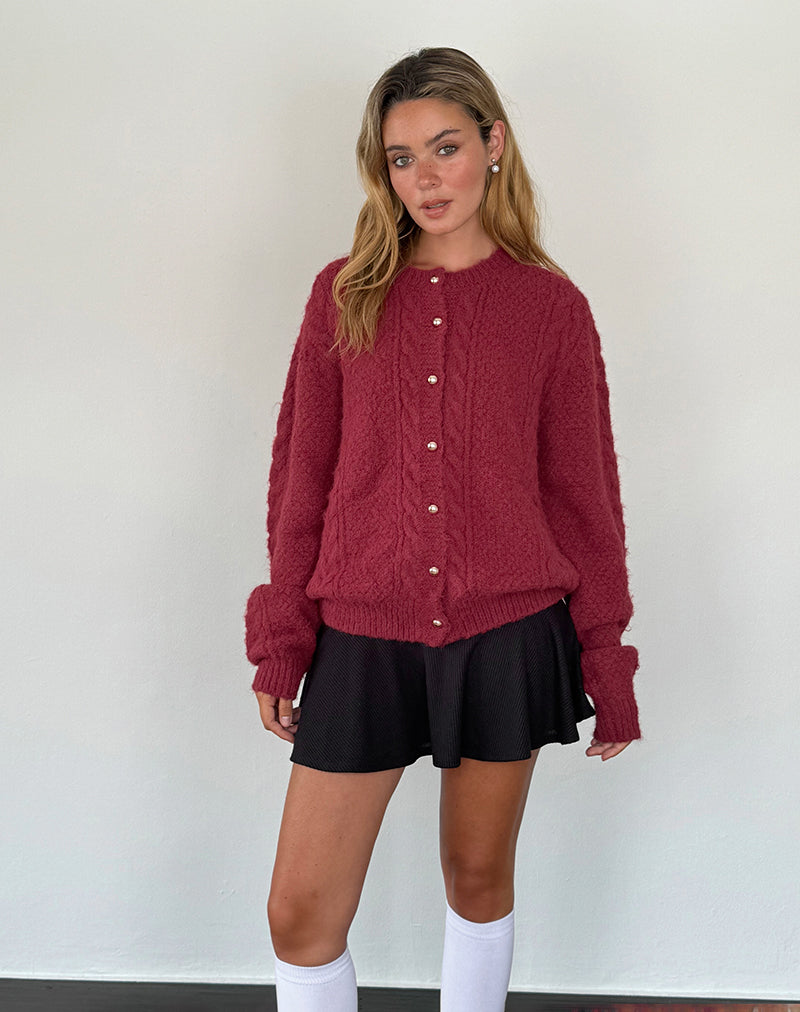 Imagen de Aceso Cardigan en Brush Knit Borgoña