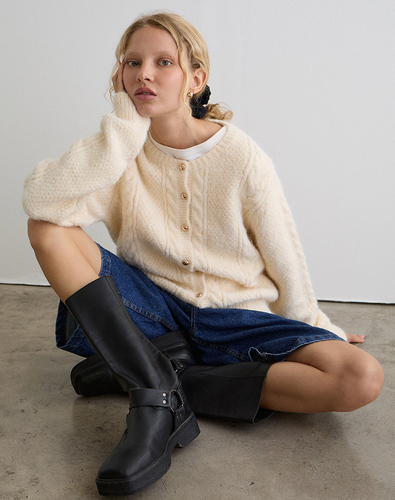 Imagen de Aceso Cardigan en Brush Knit Ivory