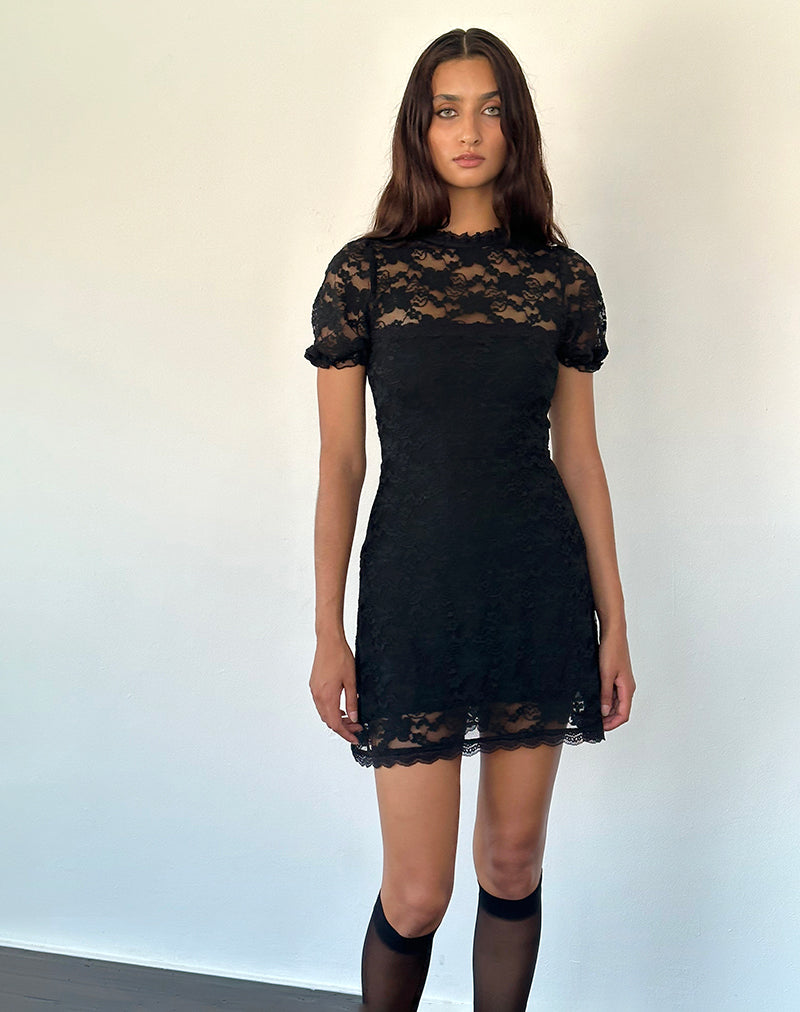 Imagen de Adele Mini Tea Dress in Black Jasmine Lace