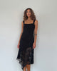 Imagen de Adeliza Vestido Midi Asimétrico de Encaje Floral Negro Azabache