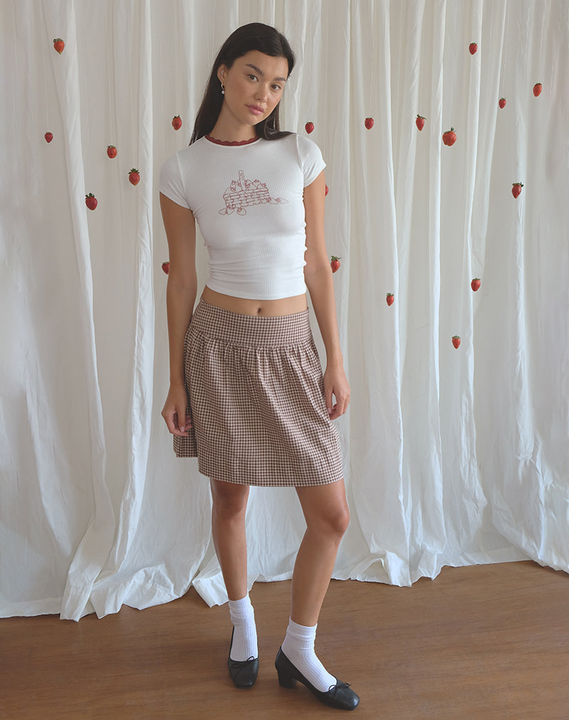 Falda Adinda Midi en Mini Gingham Marrón
