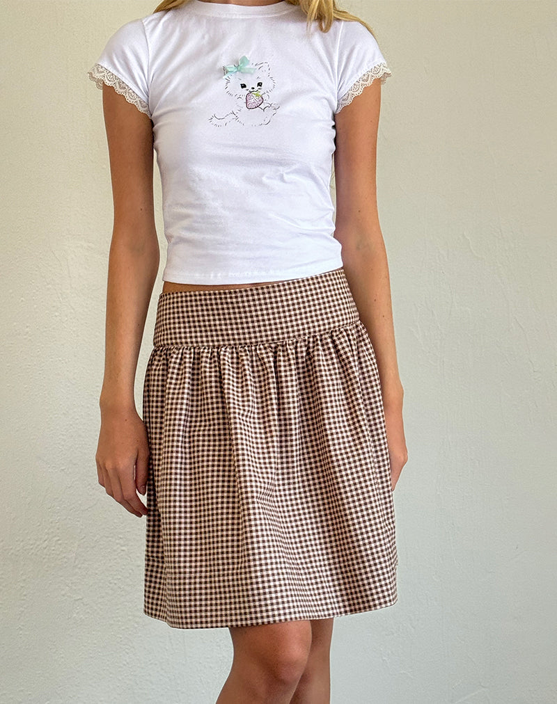 Imagen de Adinda Falda Midi en Mini Gingham Marrón