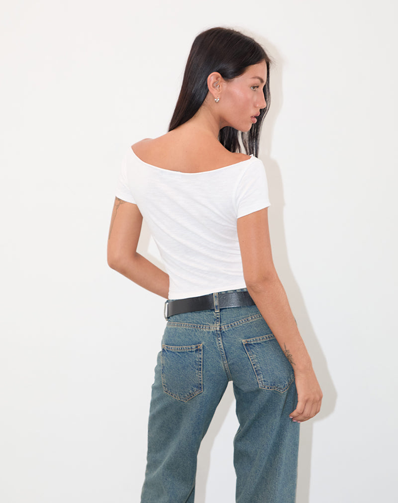 Imagen de Adrian Off Shoulder Tee en Slub Ivory