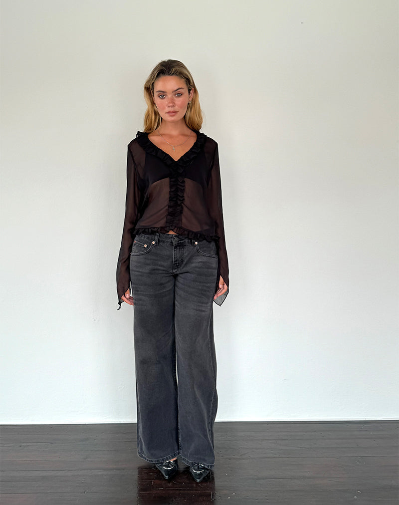 Imagen de Adriana Ruffle Top in Chiffon Negro