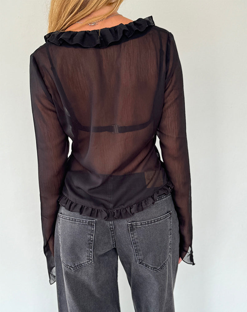 Imagen de Adriana Ruffle Top in Chiffon Negro