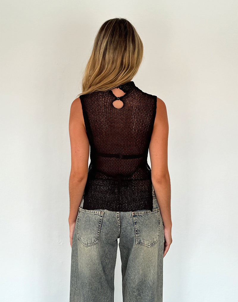 Imagen de Agnes Camiseta sin mangas de punto transparente en negro
