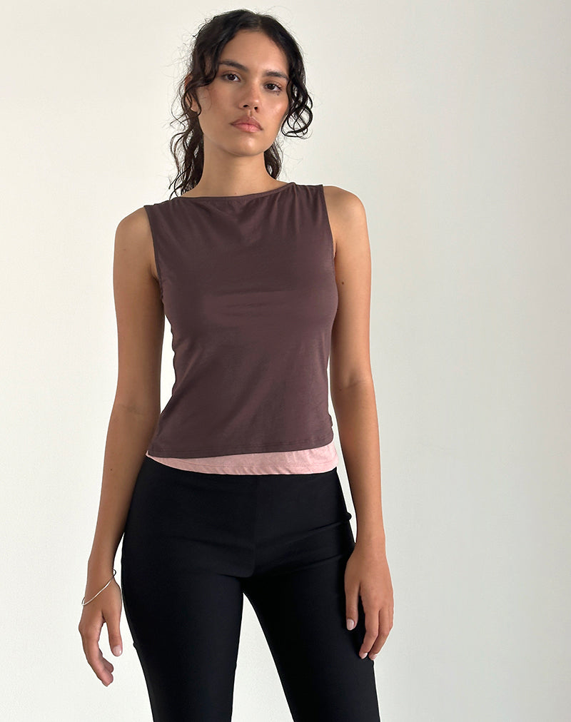 Aida Top en Tissue Deep Mahogany con Pink Lady