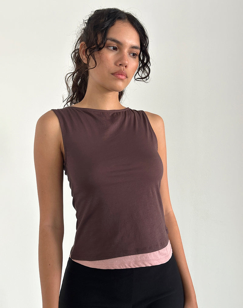 Imagen de Aida Top en Tissue Deep Mahogany con Pink Lady