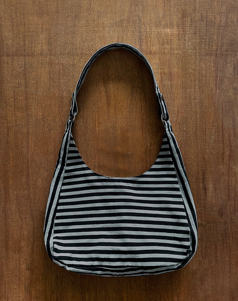 Bolso Aimi de rayas grises y negras