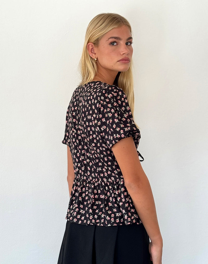 Imagen de Ajasi Blusa en Rojo Rosa Ditsy Negro
