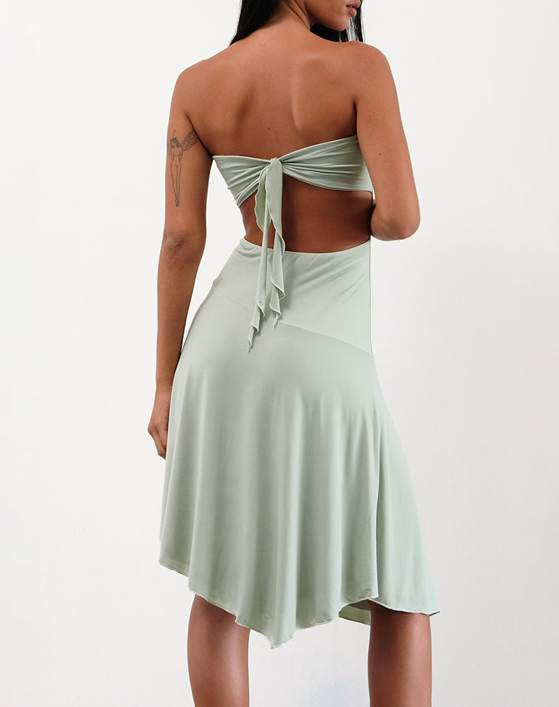 Vestido Akira Bandeau Midi en Slinky Sage
