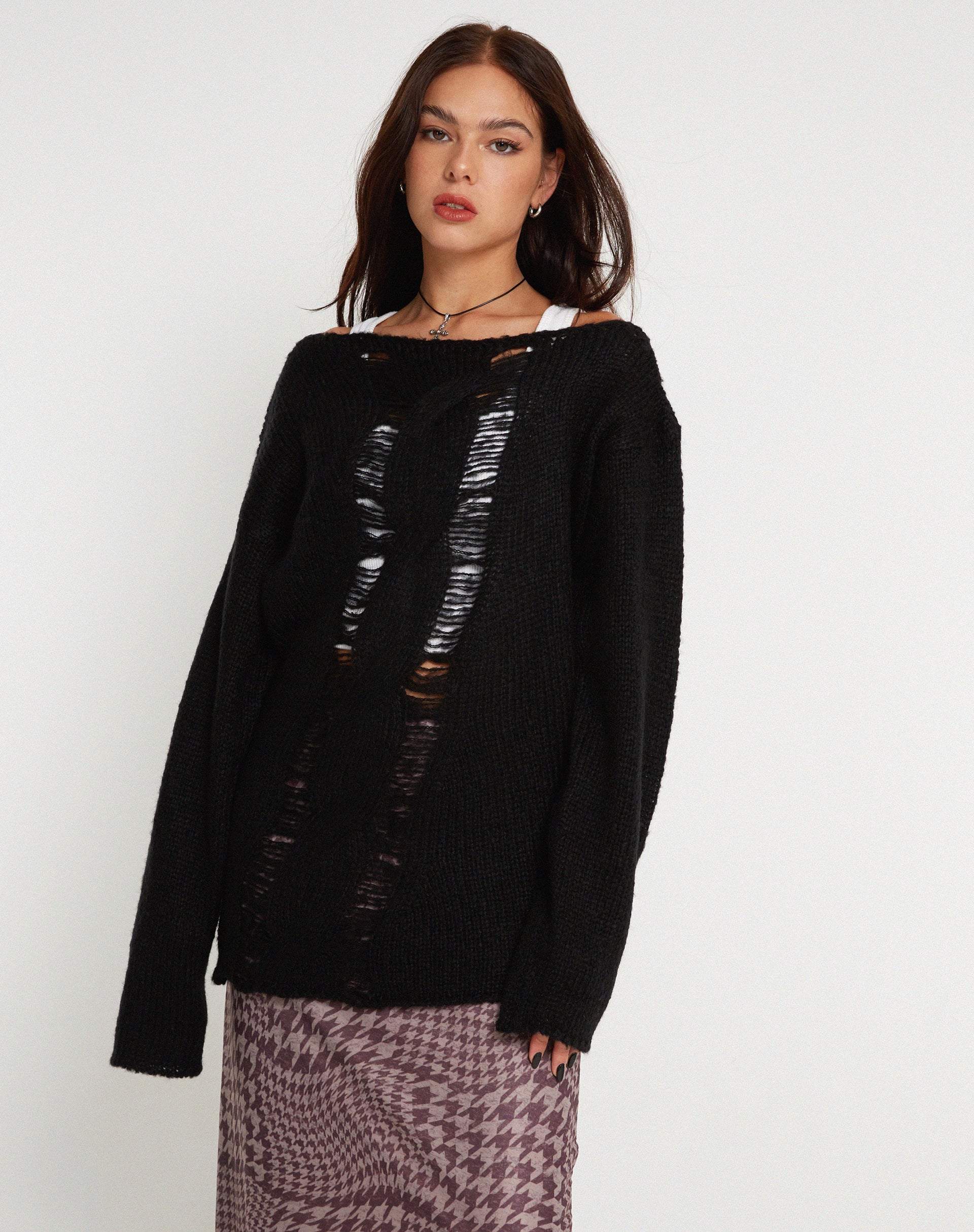 imagen de Akohara Laddered Knitted Top in Black