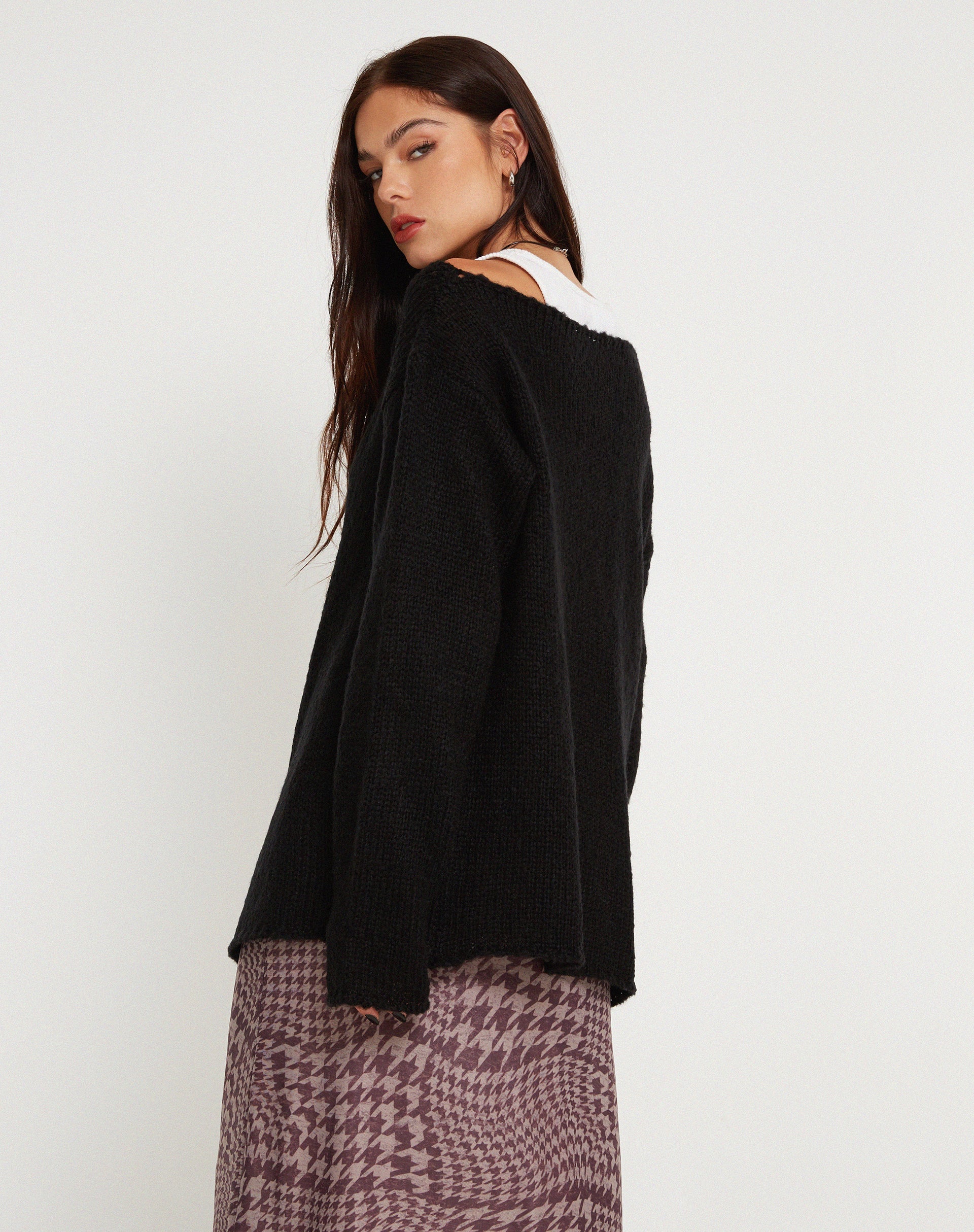 imagen de Akohara Laddered Knitted Top in Black