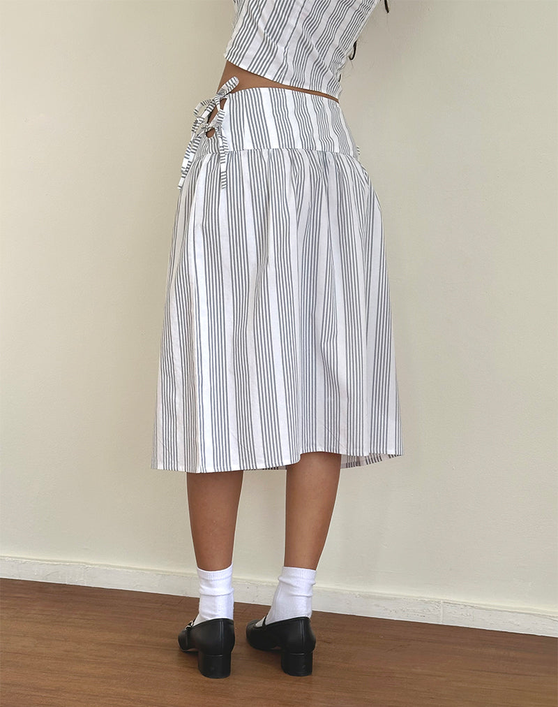 Imagen de Sasay Falda midi a rayas verticales gris