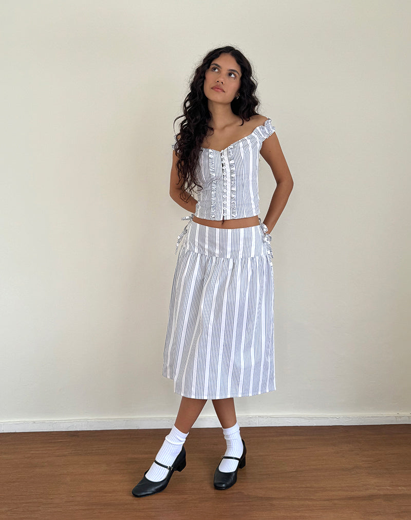 Imagen de Sasay Falda midi a rayas verticales gris