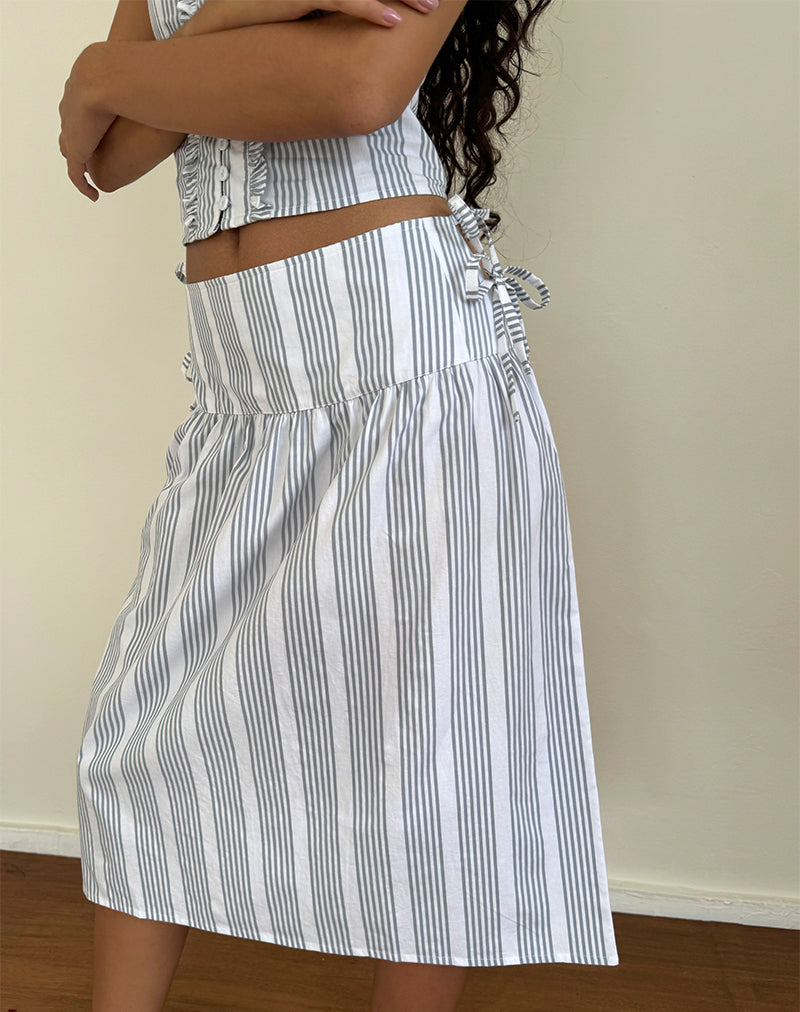 Imagen de Sasay Falda midi a rayas verticales gris