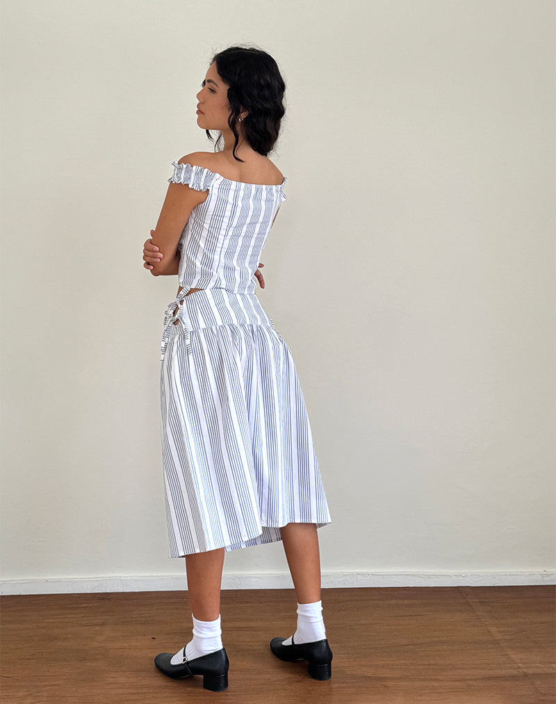 Imagen de Sasay Falda midi a rayas verticales gris