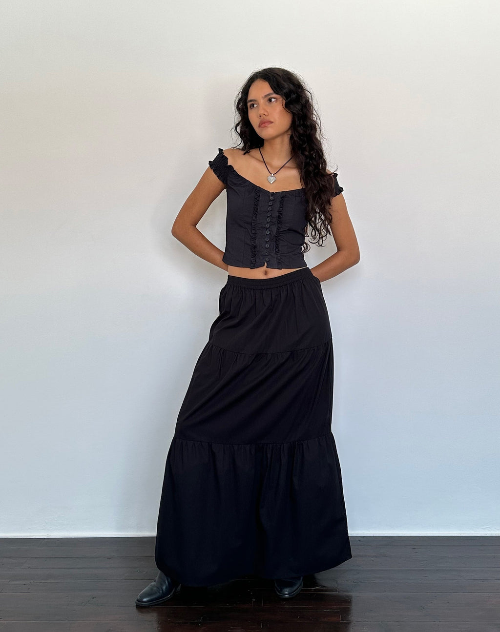 Alderidge Bardot Corset Top Negro