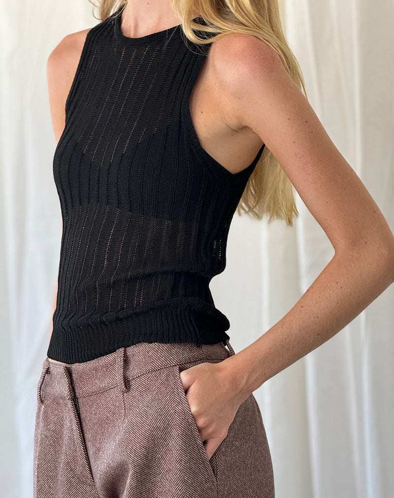 Imagen de Alessia Chaleco de punto elástico ancho Negro