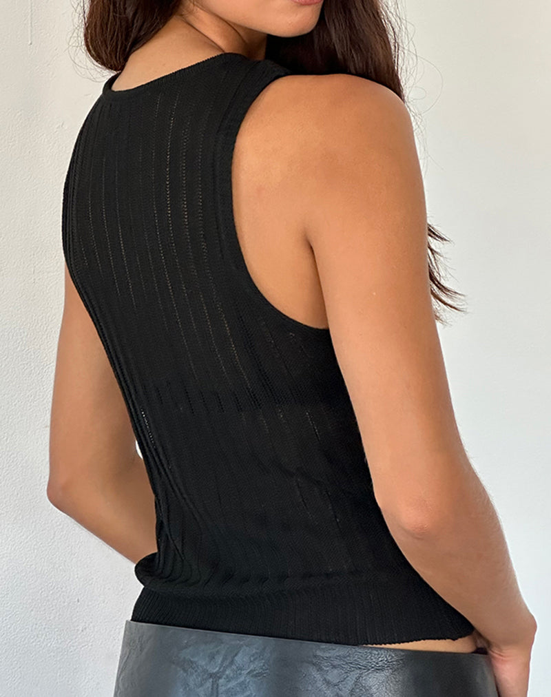 Imagen de Alessia Chaleco de punto elástico ancho Negro