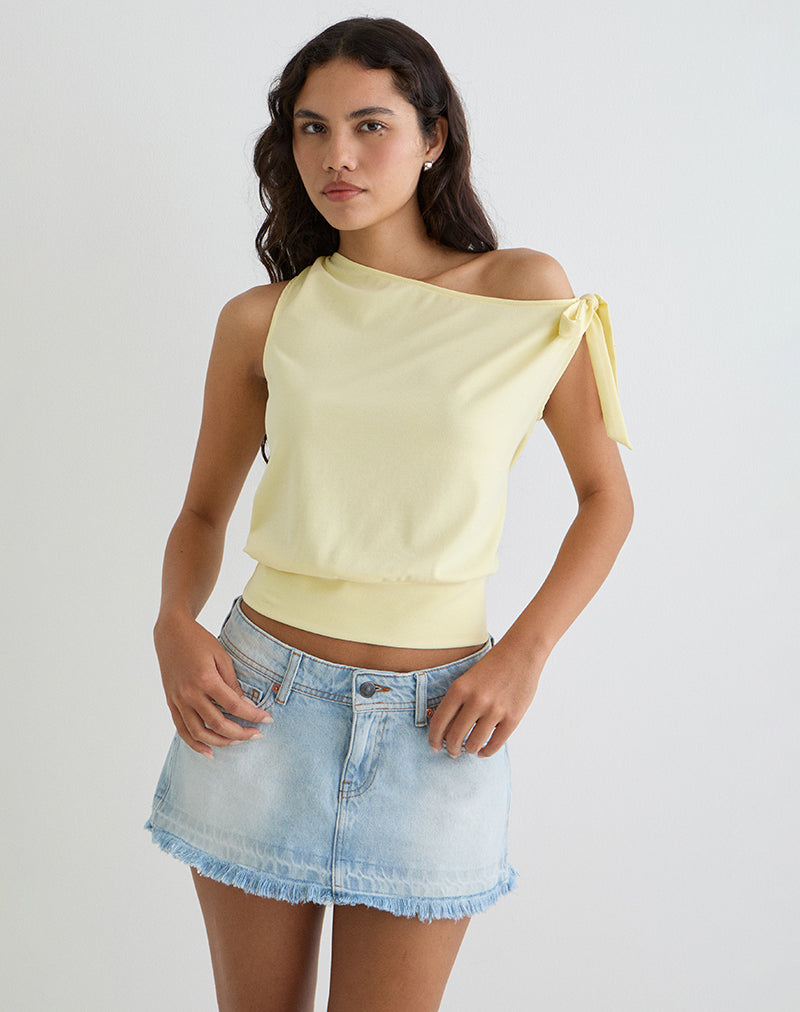 Aleyah Tie Shoulder Tee en Limón