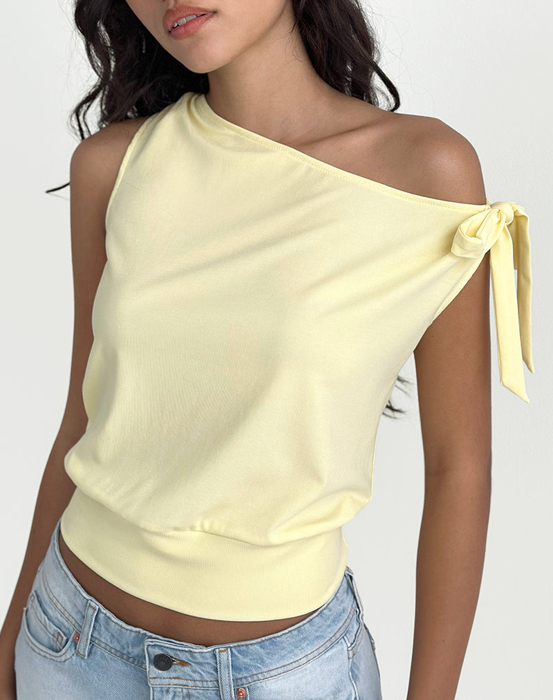 Aleyah Tie Shoulder Tee en Limón