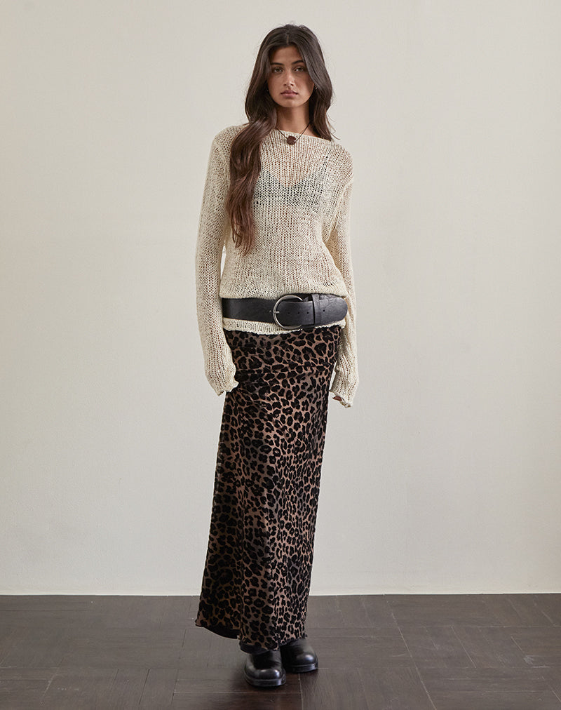 Imagen de Alfreda Maxi Falda en Malla Flock Rar Leopard