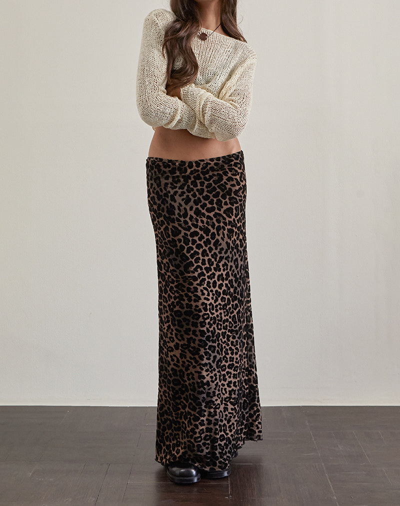 Alfreda Maxi Falda en Flock Mesh Rar Leopard