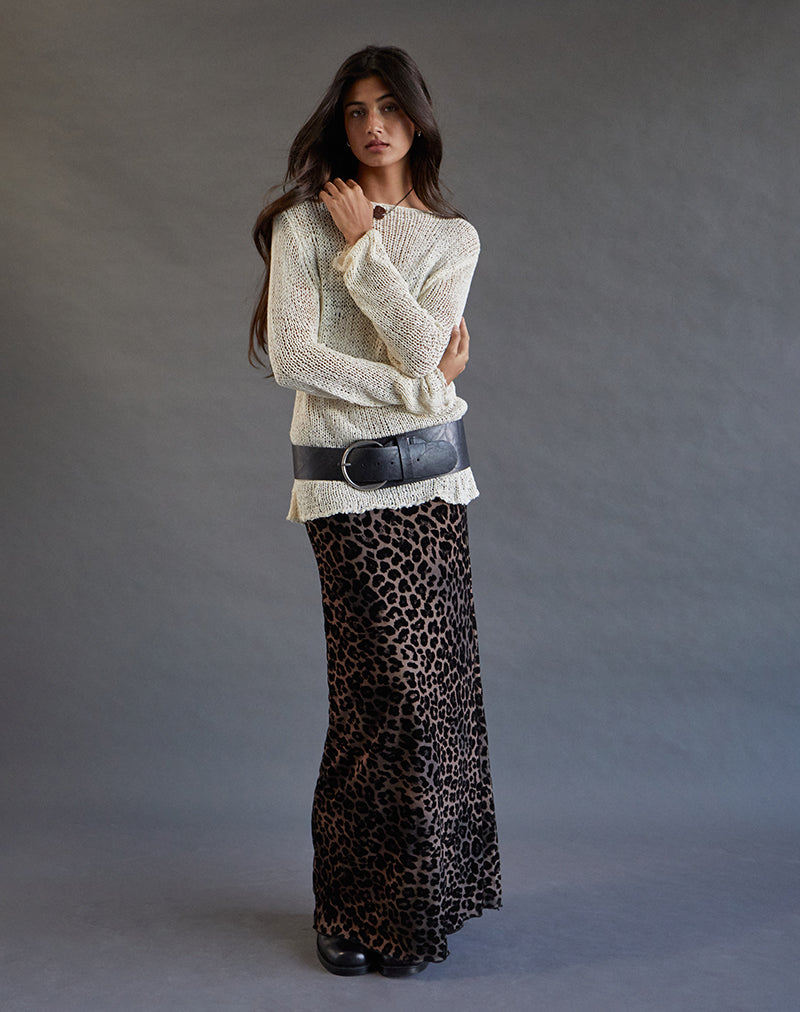 Alfreda Maxi Falda en Flock Mesh Rar Leopard