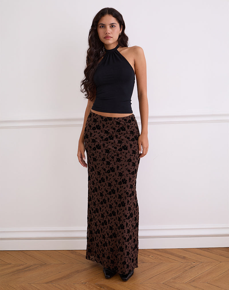 Alfreda Maxi Falda en Garden Floral Marrón