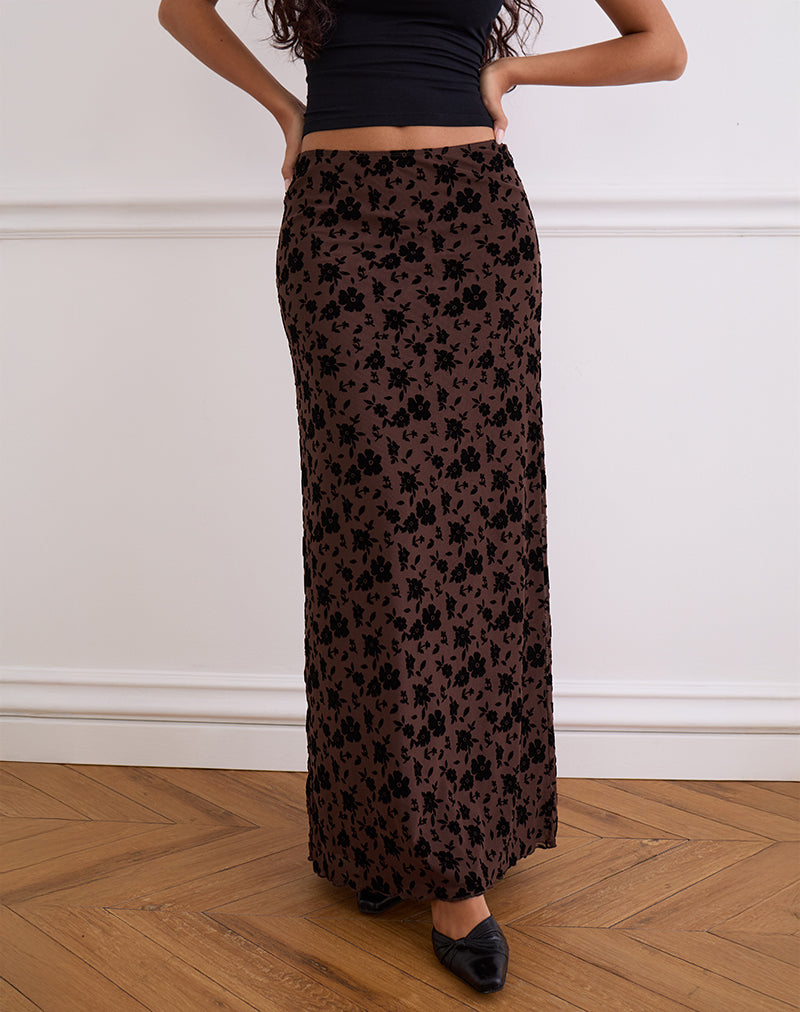 Alfreda Maxi Falda en Garden Floral Marrón