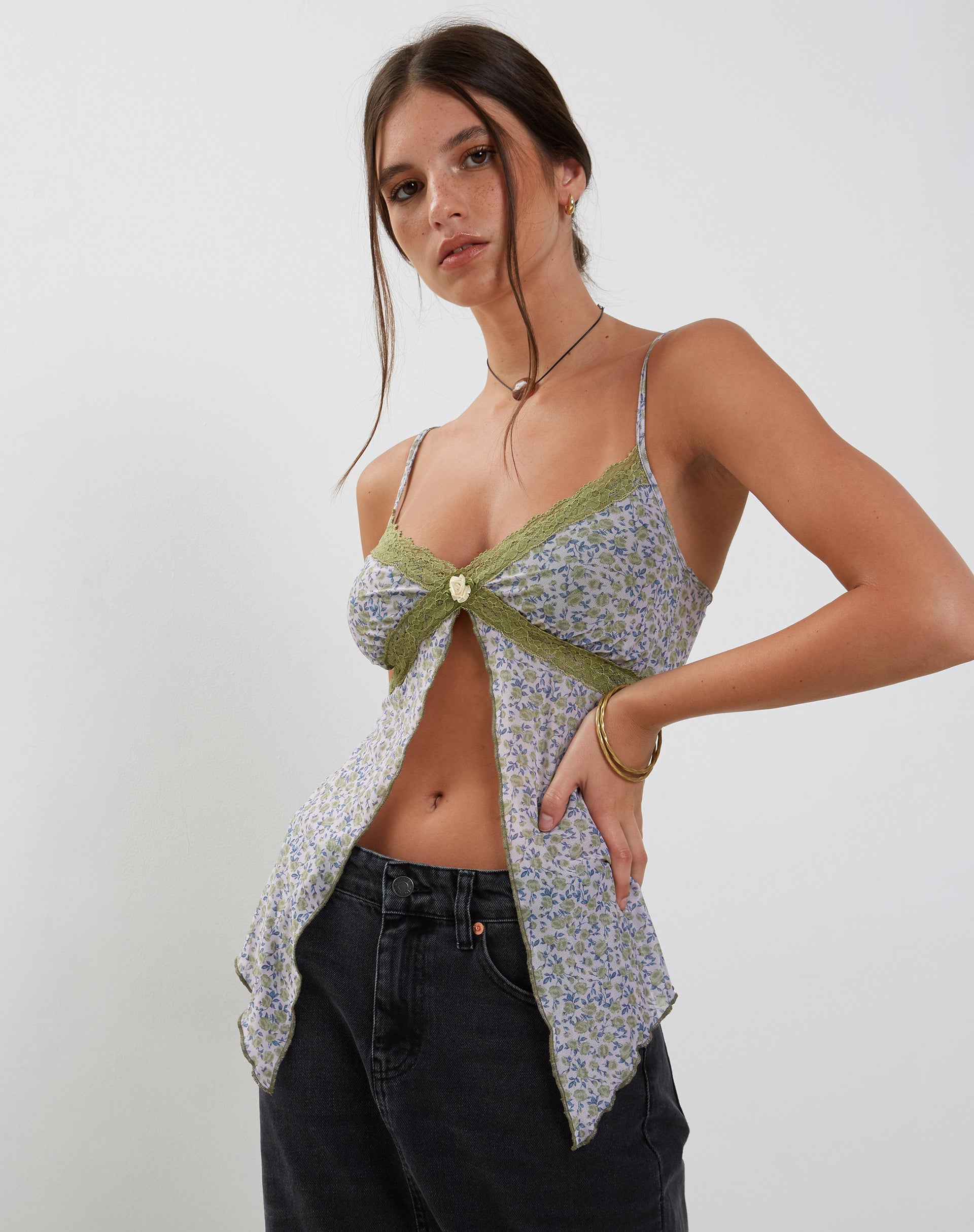 Imagen de Aliqa Top de Malla Mariposa en Primavera Rosa Verde