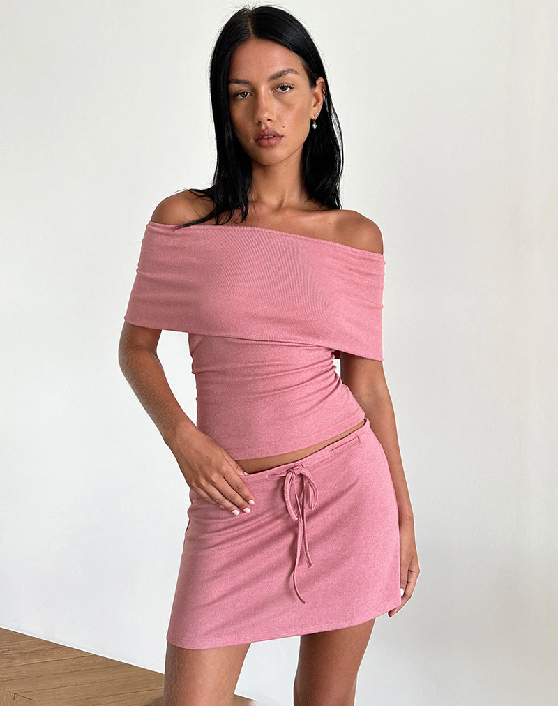 Minifalda Allea de punto transparente rosa oscuro