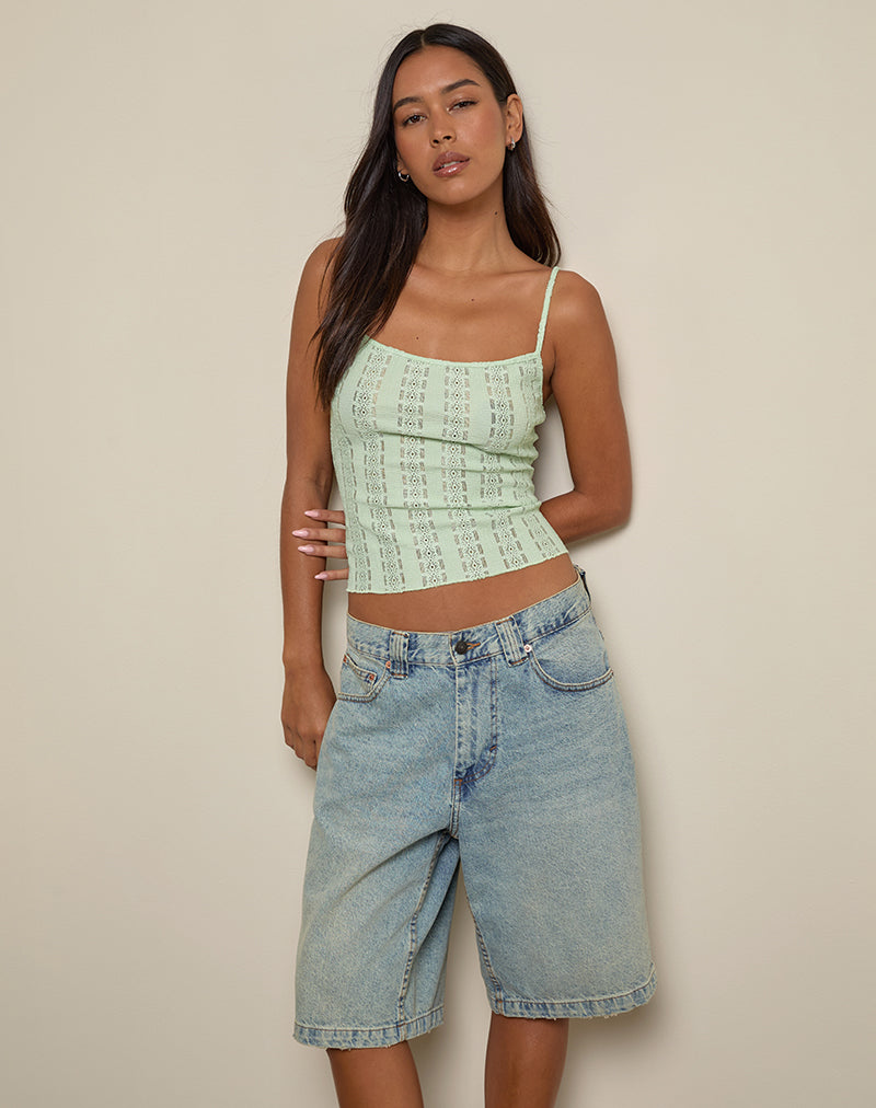 Imagen de Aluca Cami Top en Broderie Encaje Floral Menta