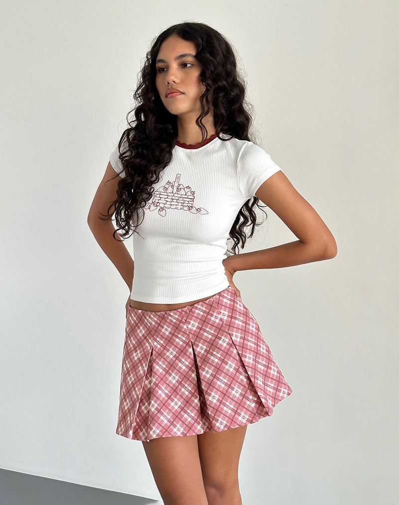Minifalda plisada Alula en tartán rosa