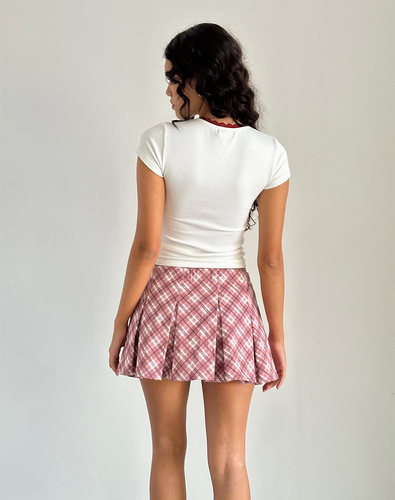 Imagen de la minifalda plisada Alula en tartán rosa