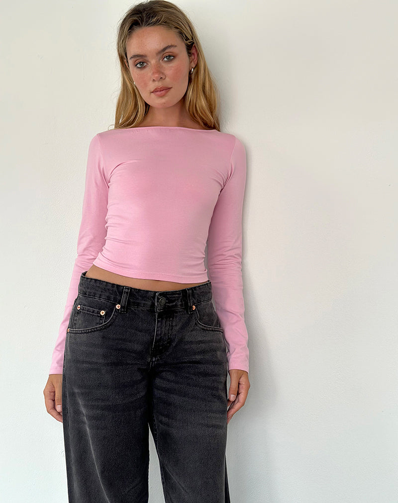 Top de manga larga Amabon en rosa flamingo