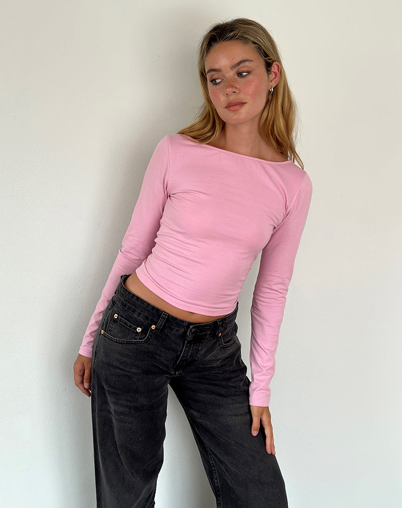 Top de manga larga Amabon en rosa flamingo